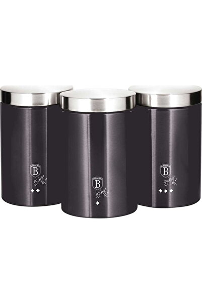 Berlinger Haus Set of 3 containers 18 cm, for coffee, tea and sugar Metallic Line Carbon Pro Edition