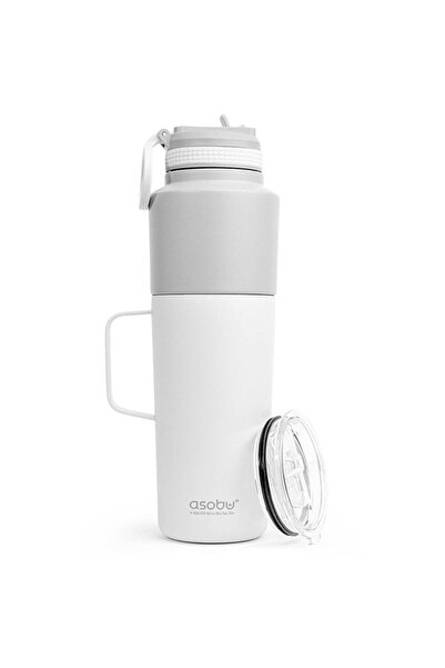 Asobu Pachet dublu sticlă cu cană albă, 0,9 L + 0,6 L