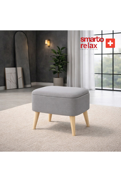 Smarto relax Sandıklı Babyface Puf | Ahşap Ayaklı Depolama Pufu (45x40x45) –