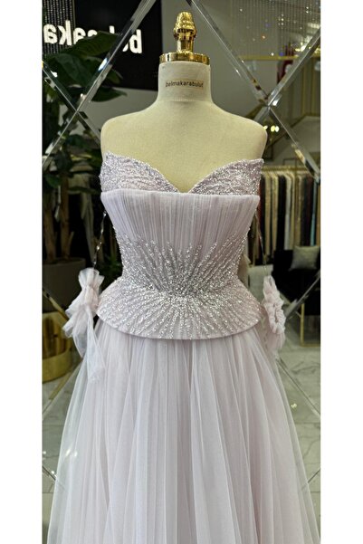 Hanımefendi Giyim Strapless Sweetheart Neckline Crystal Embroidered Princess ...