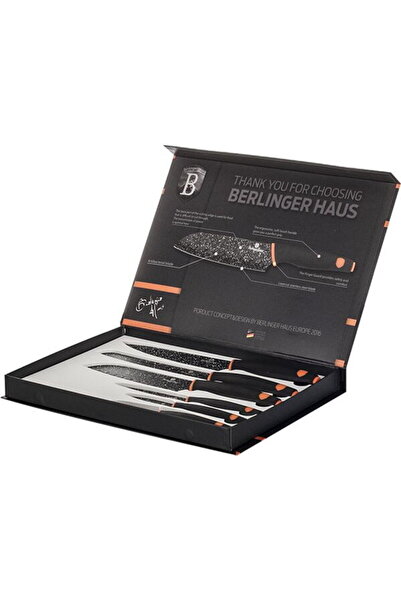 Berlinger Haus Set 6 cutite de bucatarie, BH/2111 Inox, Silicon, Negru, Porto...