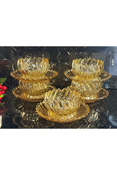 pırıltı home 6 Personality Crystal Gold Snack Set-Presentation Holder