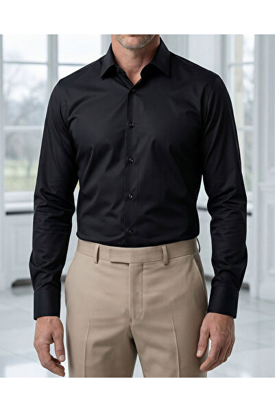 Avni Ceylan Men's Non-Iron No-Ironing Stain-Resistant Slim Fit Premium Shirt