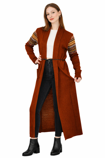 MISSRUBA Women's Tile Rug Patterned Long Cardigan - Kh0001