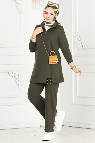 ModaMerve Yarım Fermuarlı Spor Takım 1946FON792-MS Haki