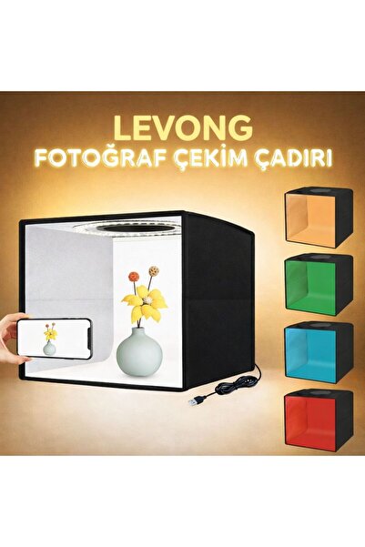 LEVONG LE-PU5041 Taşınabilir Katlanabilir Fotoğraf Stüdyosu 40cm x 40cm Fotoğ...