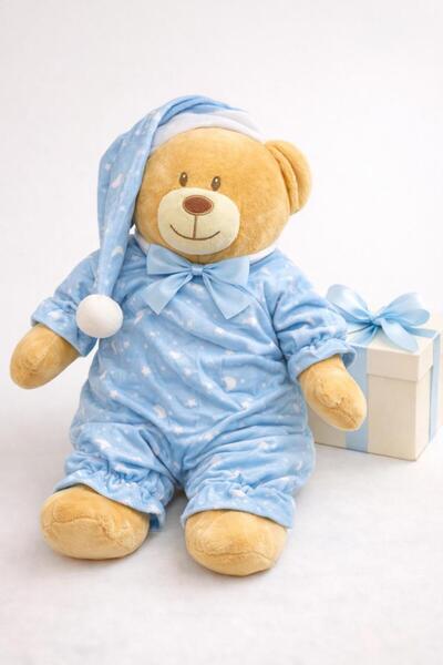 OEM Peluş Ayı Uyku Arkadaşı Mavi Pijamalı Hediyelik Peluş Oyuncak
