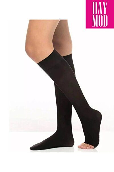 Daymod Women's Black Practical Open Toe Knee-Length Ablution Socks