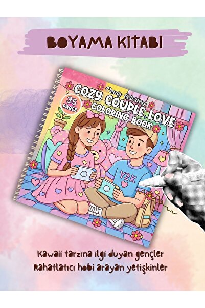 deniz9 Cozy Couple Love Boyama Kitabı | Kawaii & Cozy Aşk Dolu Çift Sahneleri