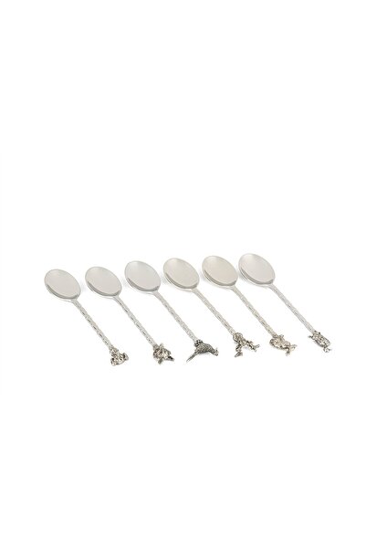 Mikasa Moor طقم من 6 ملاعق شاي فضية بأشكال حيوانات
