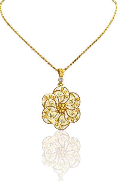 Hakan Güler Kuyumculuk Tuğralı Damla Model Kolye Uçlu Halat Zincir