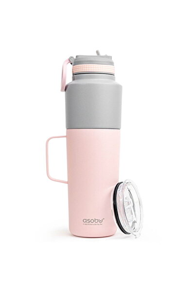 Asobu Twin Pack Bottle with Mug Pink, 0.9 L + 0.6 L