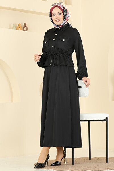 ModaMerve Beli Tünelli Etekli Takım 2787SL432-MS Siyah