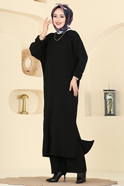 ModaMerve Tuniği Yırtmaçlı Triko Takım 2774AYD574-MS Siyah