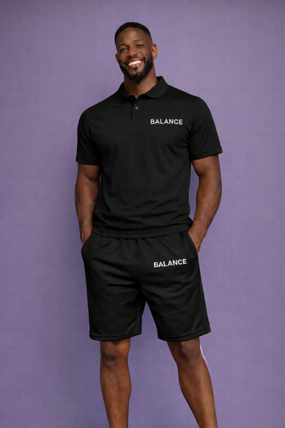 NOFLEN Ανδρικό σετ σορτς με λαιμόκοψη πόλο και στάμπα Balance