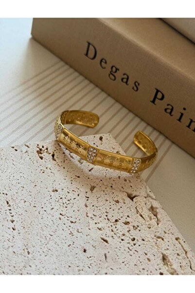 Bubbleatelier Çelik vintage gold kelepçe