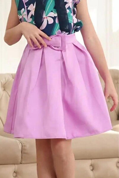 Alesaei-mondo tondo Girls' pink skirt with bow 7101