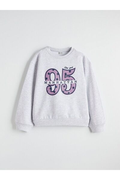 LC Waikiki Lcw Kids Crew Neck New York Printed Girls' Thick Sweatshirt