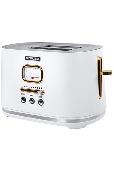 Muse Toaster MS-130 W, 2 slices, 1000 W, steel, white