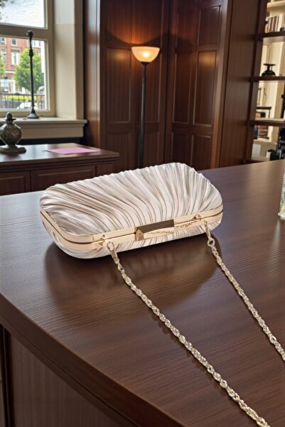 Famels Women's Special Model Pilse Patterned Evening Dress Bag, Clutch Portfolio Handheld Evening Wedding Engagement Evening Dress Bag