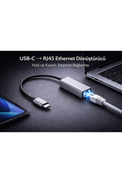 SepetteX Type-C Ethernet Adaptörü | Laptop & Tablet Uyumlu LAN Dönüştürücü
