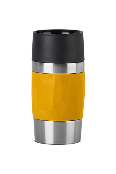 emsa TRAVEL MUG Compact thermal mug (yellow/stainless steel, 0.3 liters, screw cap)