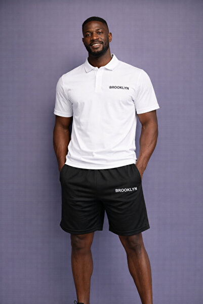 NOFLEN Men's Brooklyn Printed Polo Neck Shorts Set