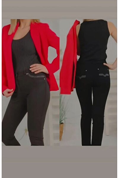 MARE BUTİK High Waist Stretch Fabric Slim Fit Pants - Black