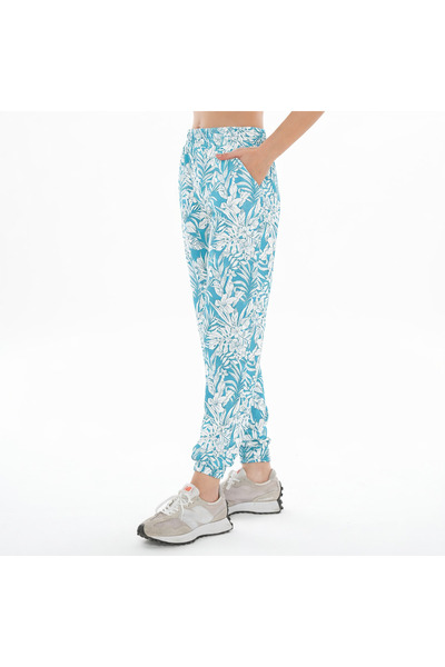 ASN concept Women's Leaf Patterned Eggplant Purple Sweatpants (with Plus Size Option)