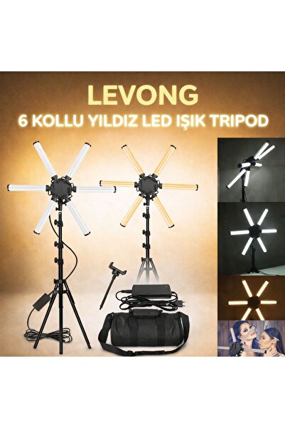 LEVONG LE-CS36 Yıldız LED Işık Profesyonel Tripod 180° Ayarlı Canlı Yayın Vid...