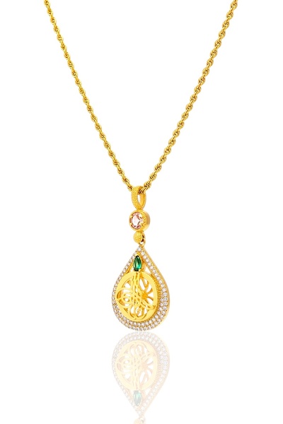 Hakan Güler Kuyumculuk Altın Damla Model Tuğralı Kolye Uçlu Halat Zincir – 8,...