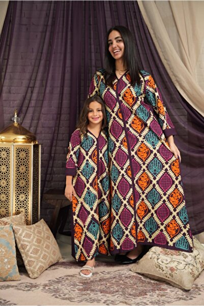 AFandina طقم جلابيات الأم والبنت بتصميم متناغم ونقوش فاخرة لإطلالة عائلية أني...