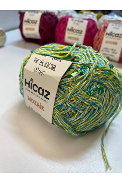 HİCAZ YARN %100 COTTON(PAMUK) YEŞİL RENKLİ 3-6 MM PULLU ÖRGÜ &ÇANTA İPİ .YUMA...