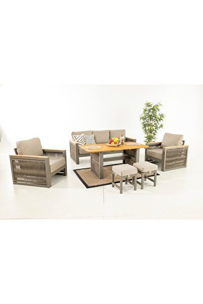 Divona Home Alex Alüminyum Bahçe Balkon Oturma Grubu Cappucino