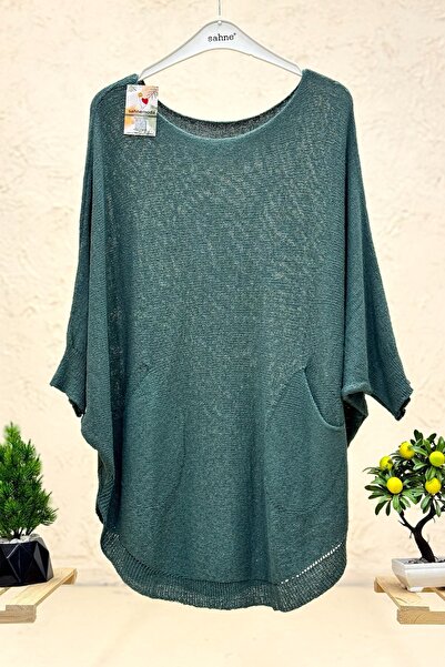 sahnemoda Bat Double Pocket Mercerized Tunic Blouse