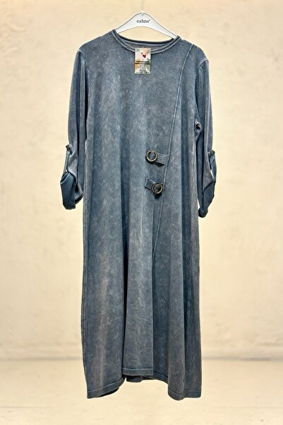 sahnemoda Organic Knitwear Dress with Double Buckle Front