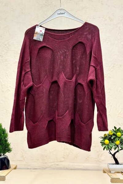 sahnemoda Boat Neck Interlocking Organic Sweater