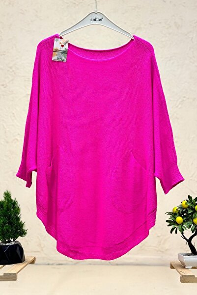 sahnemoda Bat Double Pocket Mercerized Tunic Blouse