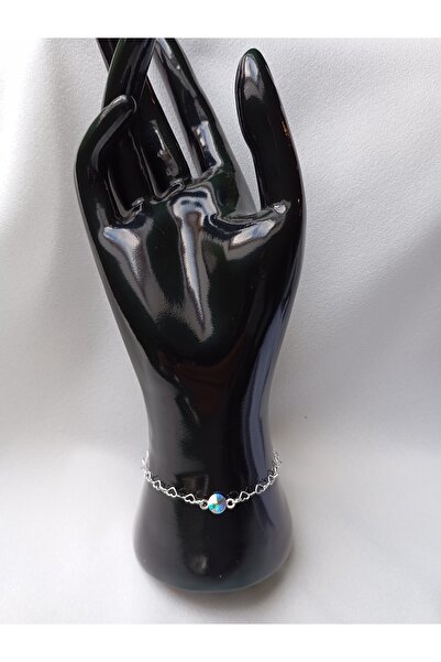 OEM Bratara din argint cu lantisor inimioare si Swarovski Silk Shimer 6mm