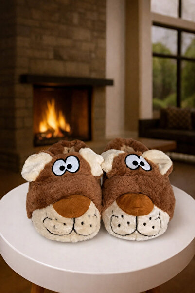 Behtah Kundura Unisex Değerli Köpek Figürlü Peluş Ev Pandufu Botu Ev Ayakkabı...