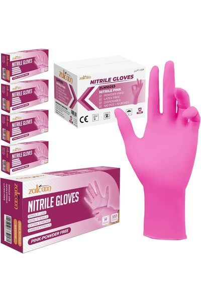 Zalcoon قفازات فحص من النتريل للاستخدام مرة واحدة وخالية من اللاتكس