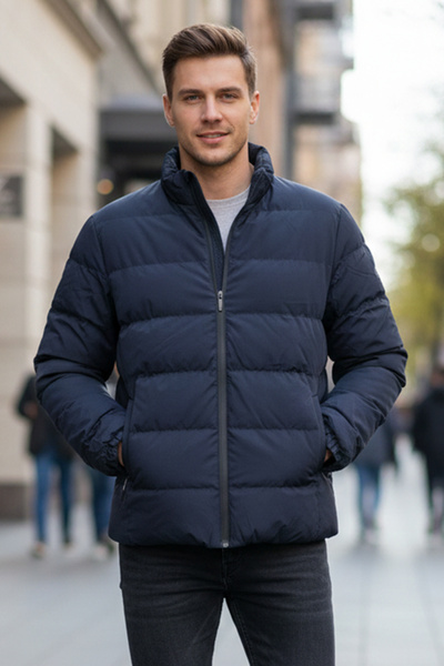 REMSA Men's Lined Puffer Jacket 7070 Navy Blue