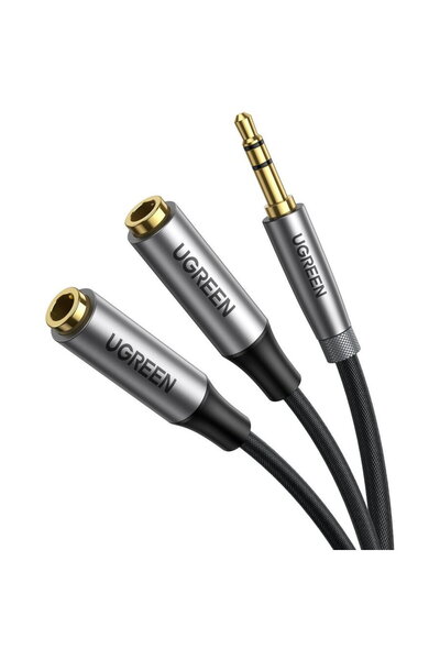 Ugreen Splitter audio AUX AV191 cu cablu jack 3.5mm, 20cm (argintiu)