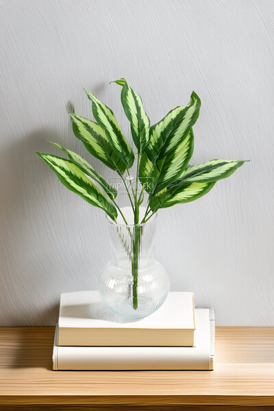 Yapay Çiçek Deposu Artificial Plant 9 Leaves Elysium 40 cm Green