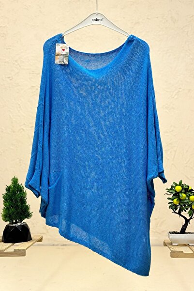 sahnemoda Single Pocket Bat Asymmetrical Mercerized Blouse