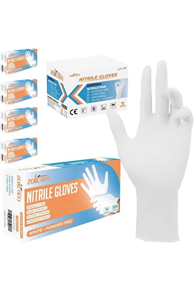 Zalcoon قفازات فحص من النتريل للاستخدام مرة واحدة، خالية من اللاتكس والبودرة
