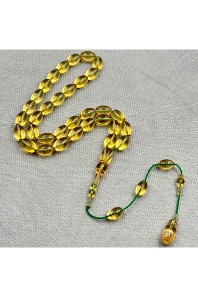 Tespih Çek Eski Blok Zar Ateş Kehribar Özel İşçilik Altın Şeffaf Ton (Kulland...