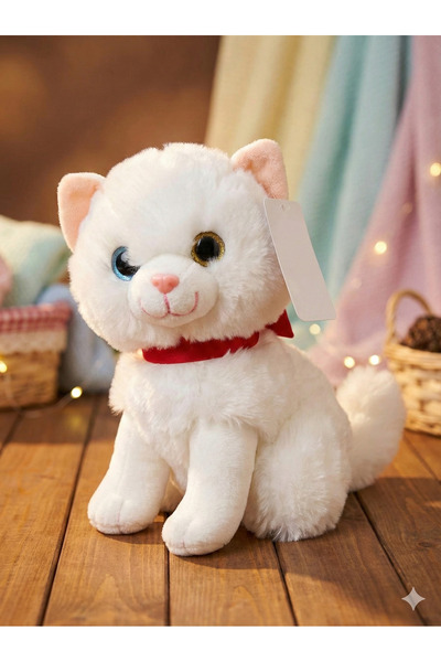 PERLAEVKAHVE Sesli Miyavlama Özellikli Beyaz Peluş Kedi Oyuncak - Çocuklar İç...