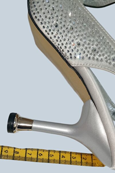 ForYou4 Silver Stone Women's Evening Dress Shoes Heel Height 9 cm