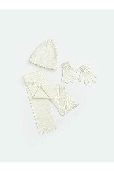 LC Waikiki Özmarka New Season Mixed Baby Girl Scarf, Beanie and Glove Set